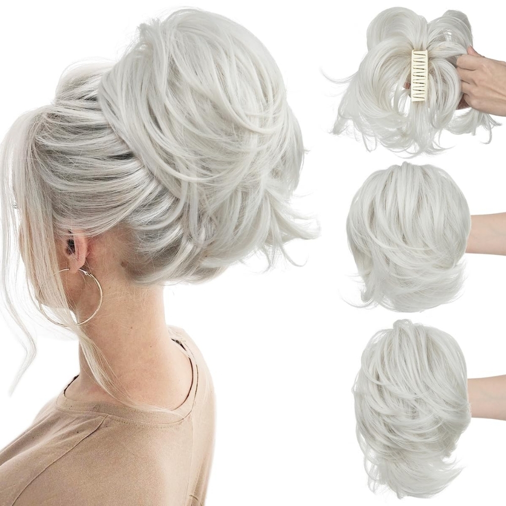 HAIR Claw Clip Short Ponytail Hair Extensions DIY Bendable Metals Messy Bun Hair